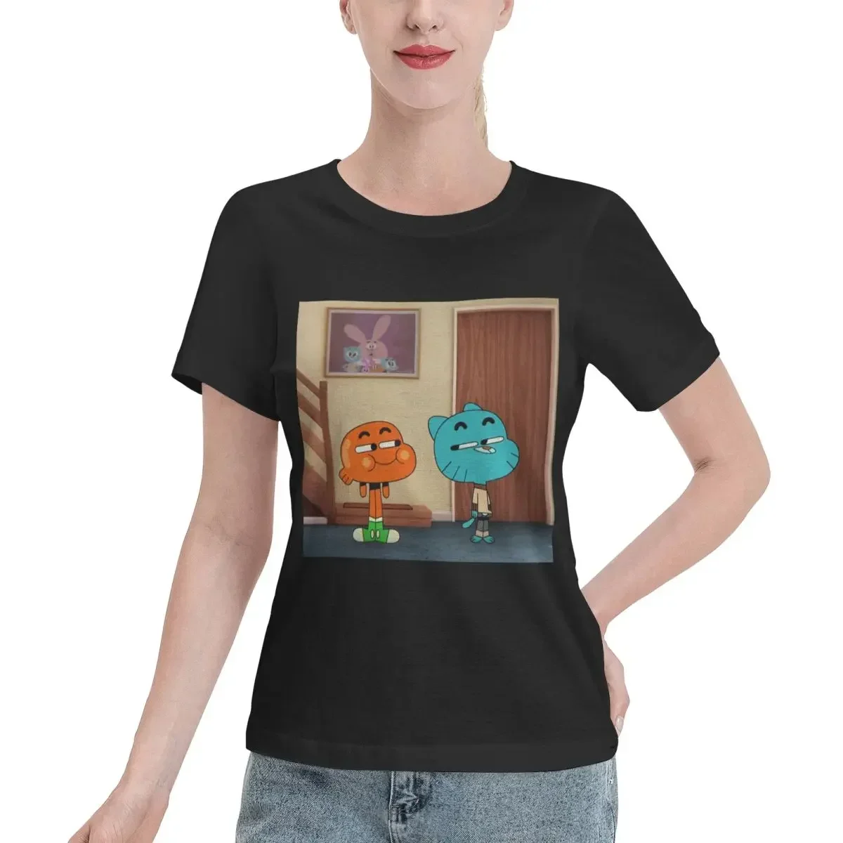 Футболка The Amazing World Of Gumball Tawog, женская футболка с короткими рукавами, уличная одежда с круглым вырезом, хлопковые летние футболки, уличная одежда