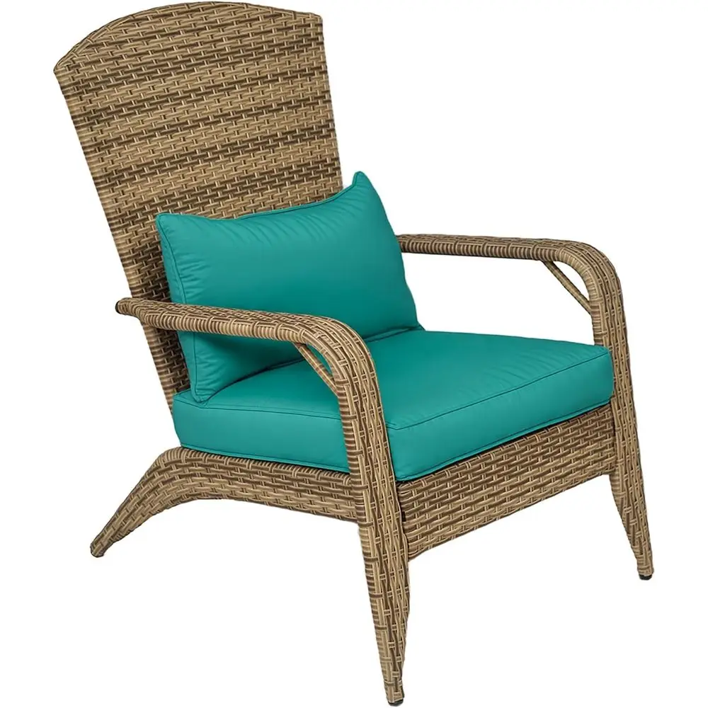 

Всепогодное плетеное кресло Адирондак с подушками, небесно-голубое, для улицы, патио или сада