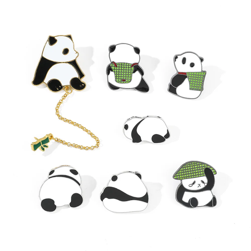

1 Set Cartoon Cute Panda Series Design Brooch Creative Fashion Metal Enamel Badge Pin for Clothing Backpack Accessories Gift