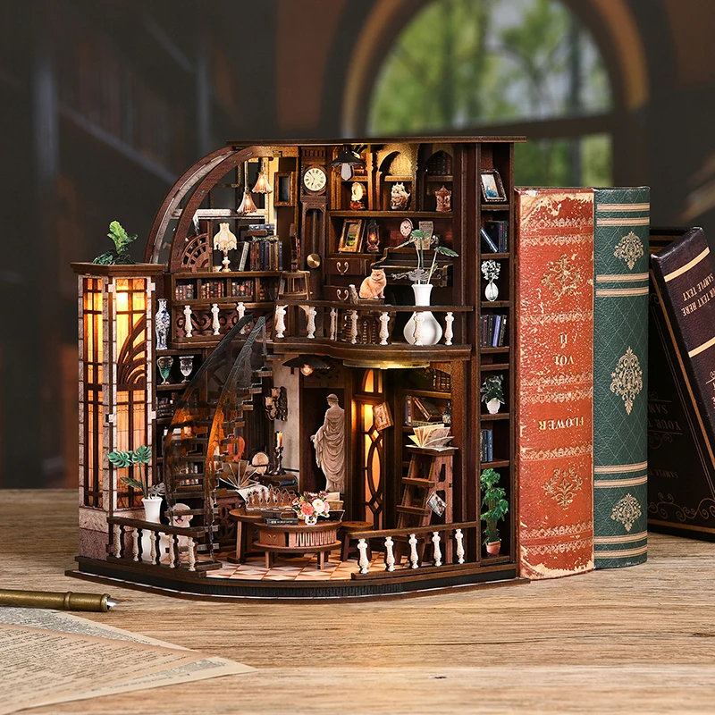 

Деревянные пазлы-конструкторы DIY: Миниатюрные домики-книжные подставки для книг, игрушки для друзей, подарки на день рождения, декор для дома