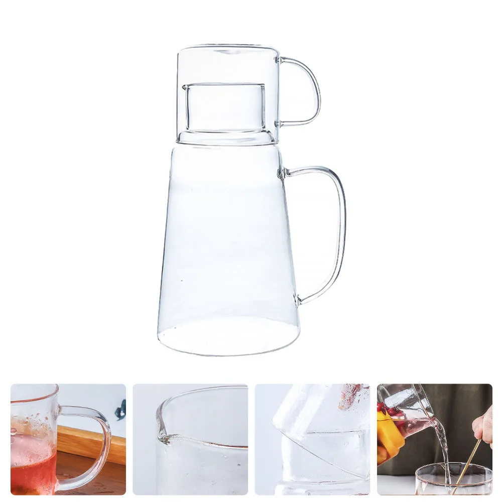 

1Set Glass Water Pot Heat Resistant Large Capacity Fruit Juice Kettle Cooling Water Jug Household Glass Kettle