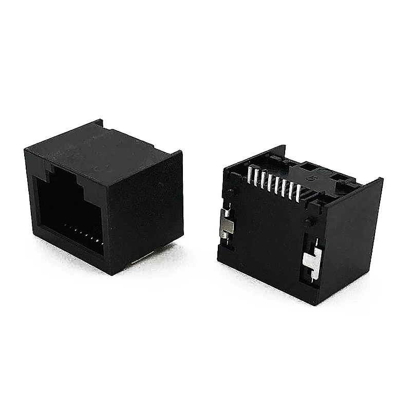 12 STKS RJ45 connector Netwerk socket 8P8C Modulaire Jack PCB Zwart SMT horizontale patch