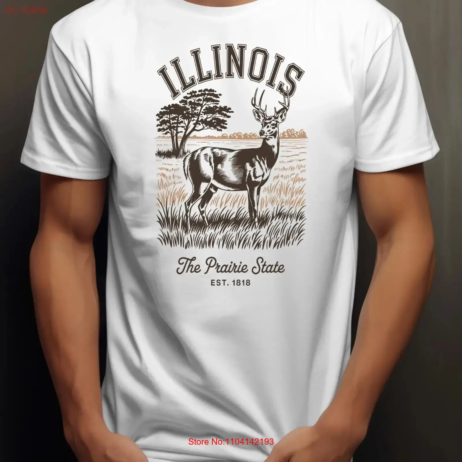 

Футболка Illinois, мужская и женская американская государственная праздничная отпускная поездка, винтажный потертый домашний топ для повседневной носки с графикой
