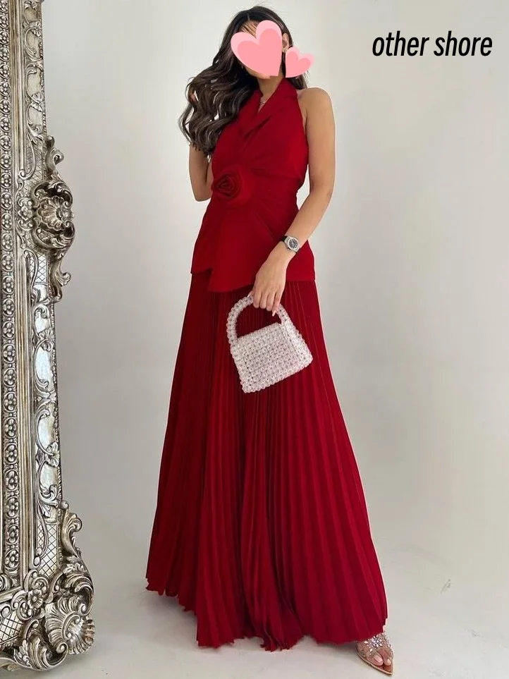 Andere Shore Elegante Vintage Sexy Süße Rote Blume Rüschen V-ausschnitt Anpassen Formelle Anlässe Ballkleid Abend Party Kleider