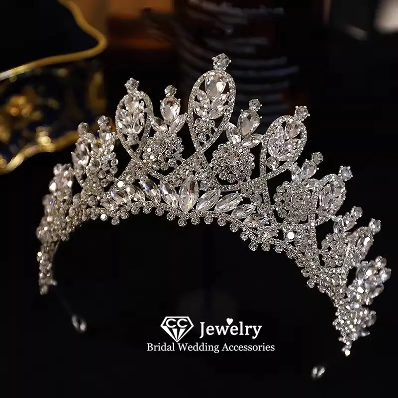 CC Tiaras Wedding Hair Accessories Women Headpiece Bridal Dress Engagement Hairwear Shining Crystal Diadems Jewelry Charm AN463