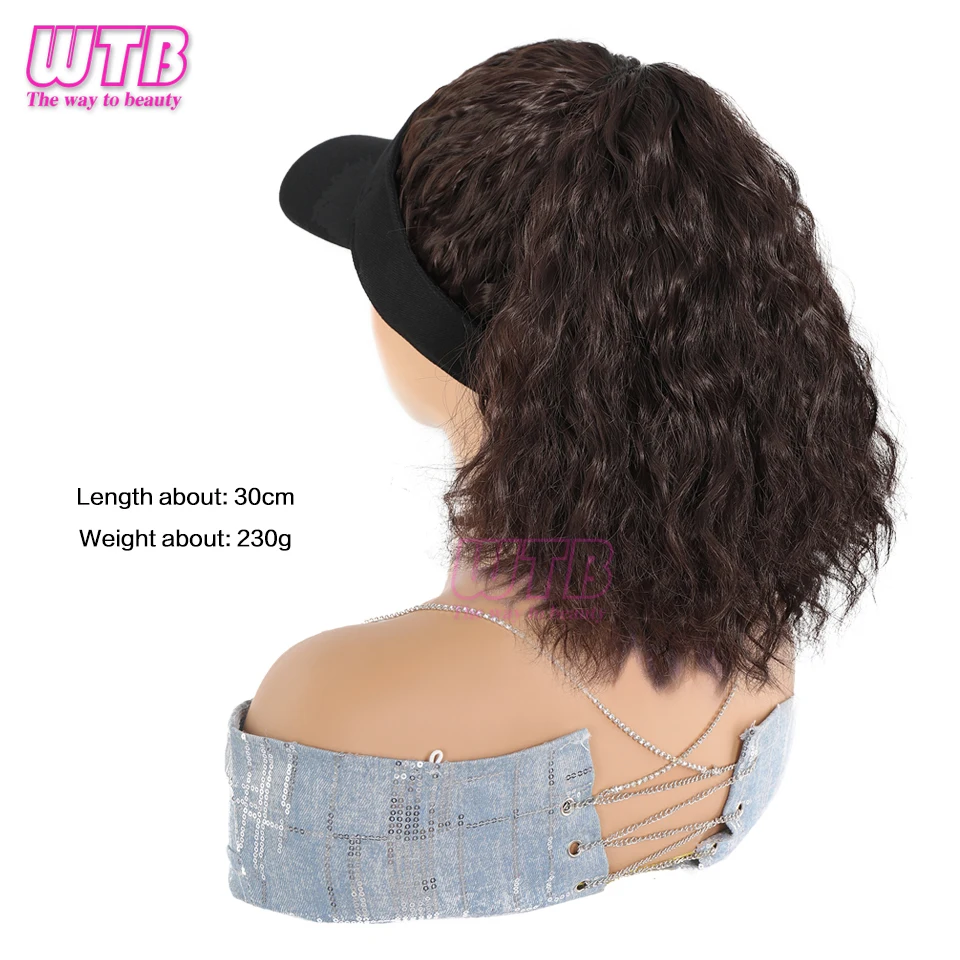 WTB Wig Hat with Hair Ponytail Wig Baseball Cap with Hair Fluffy Curly Women Wig Hats