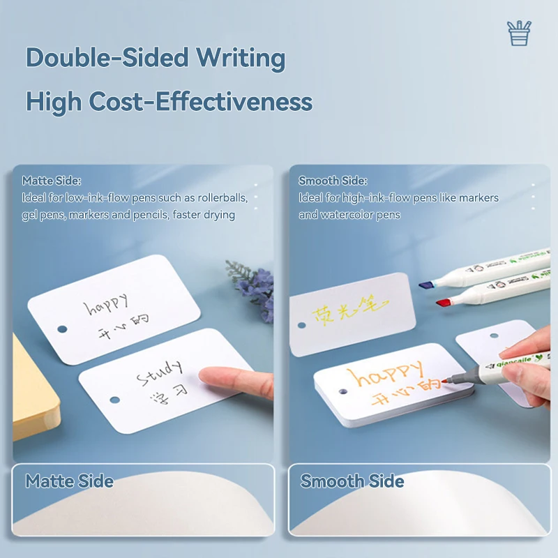 500/100 Sheets Kraft Paper Blank Flashcards with Binder Rings Spiral Notepads Mini Notebooks Study Cards Book Kawaii Stationery