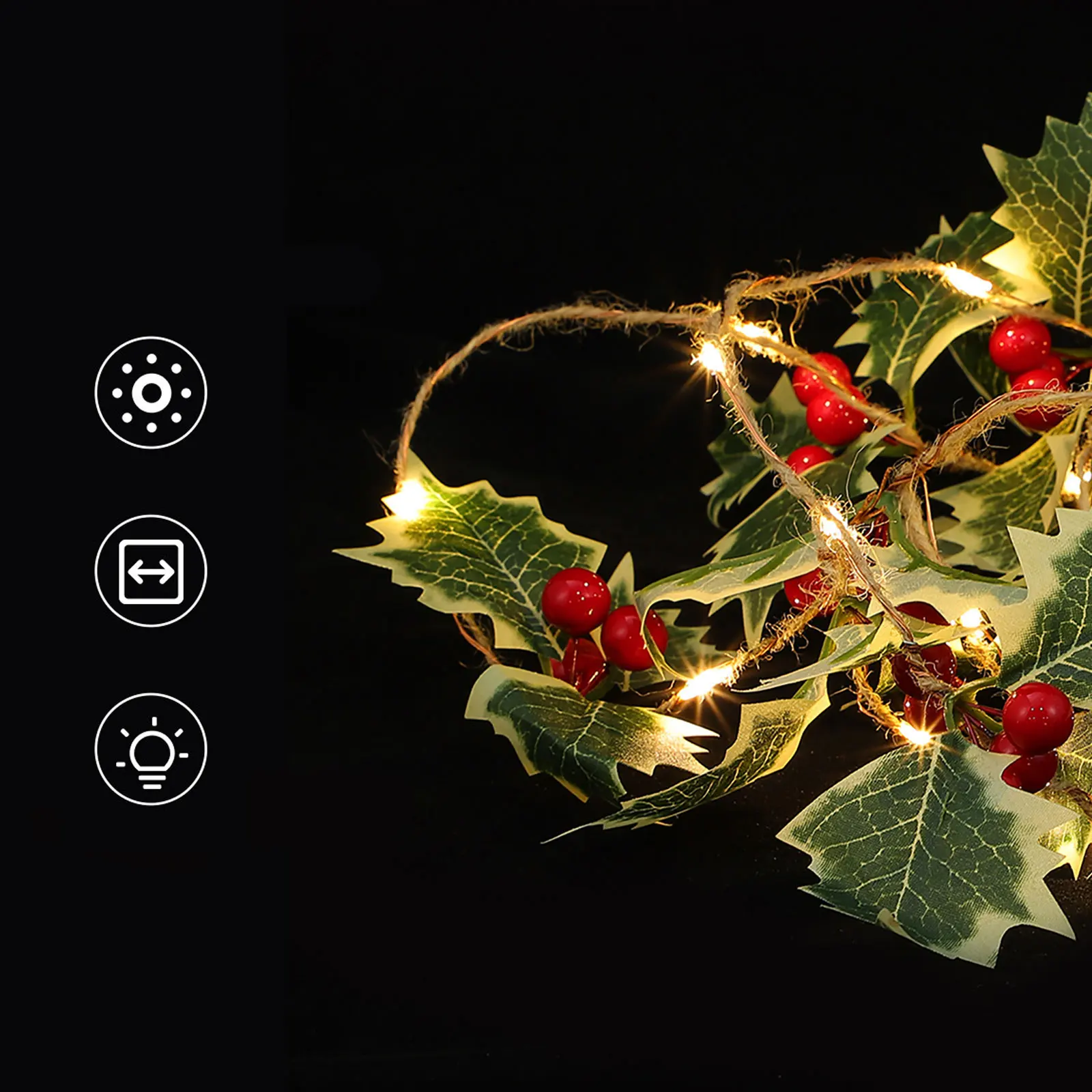 

Xmas Pine Cone String Lights LED Christmas Decor Leaf Red Berry Holiday Stair Fireplace Door Table Safe Quality Crafted