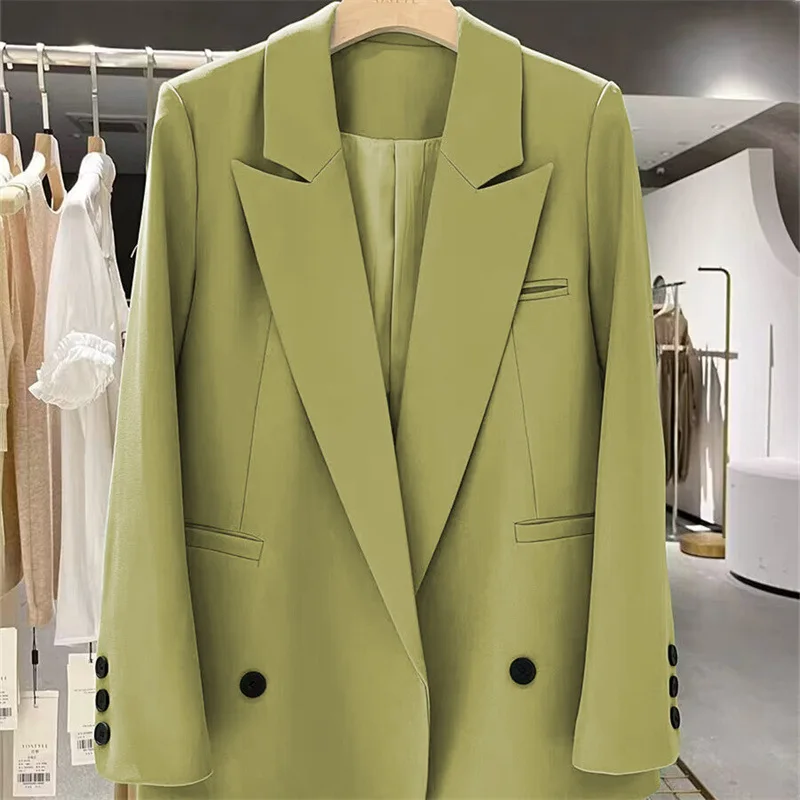 Herbst 2024, lässige Jaets für Damen, Damenanzüge, Mäntel, gerader Schnitt, Polyester, lang, Sve, reine Farbe, vielseitig, Faion