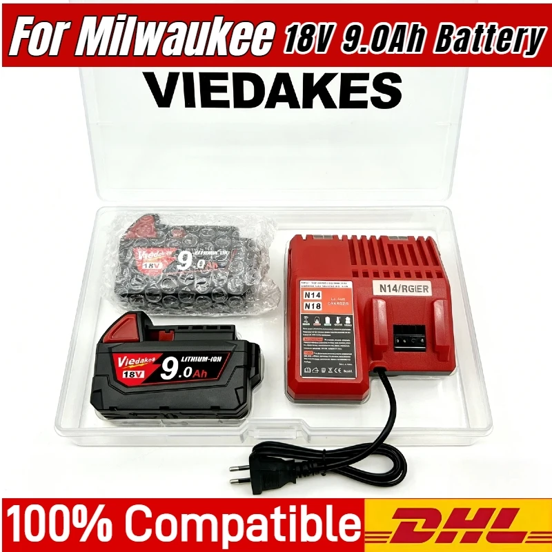 100% original For Milwaukee 18V battery 5AH/6AH/9AH high energy battery ,for M18B5 48-11-2402 48-11-2411 48-11-2401 MIL-12A-LI🔋