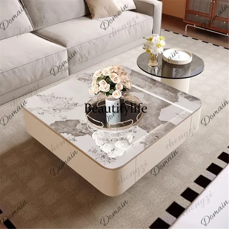 UHV Slate tempered glass coffee table small apartment living room home modern simple new tea table