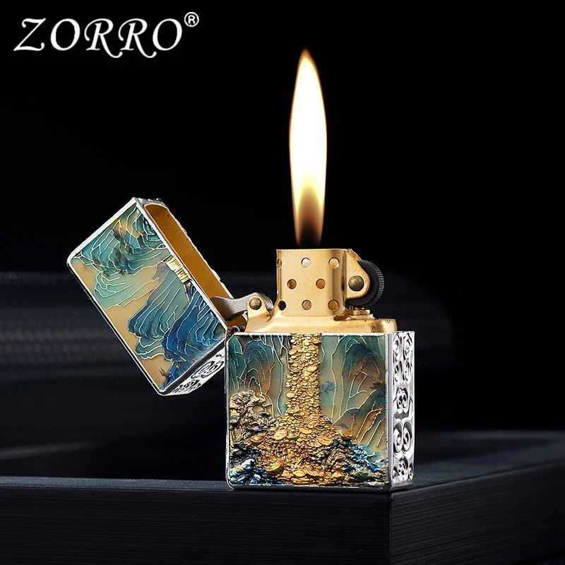 Zoro Armor Relief Galaxy Treasure Oil Grinding Wheel Windproof Lighter, High End Collectibles, Gift for Men  Smoking Accessories