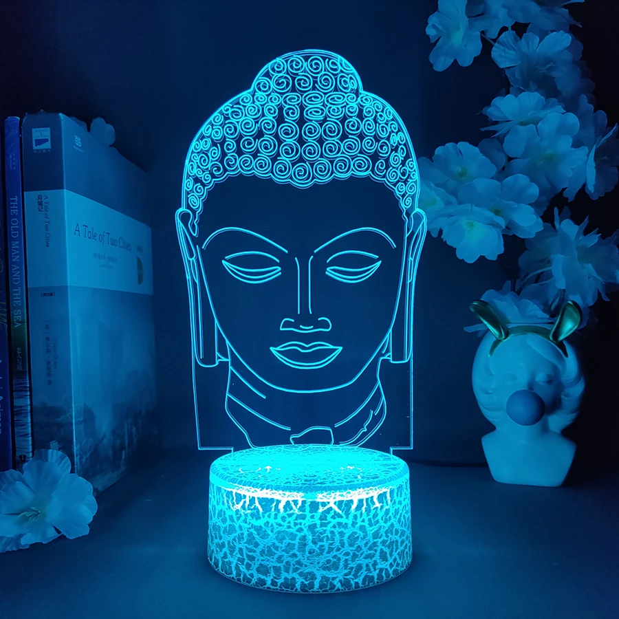 3d Night Light Buddha Bodhisattva Head Hot Selling for Bedroom Decor Cute Birthday Color Gift LED Lamp Manga Kid Lovely Present