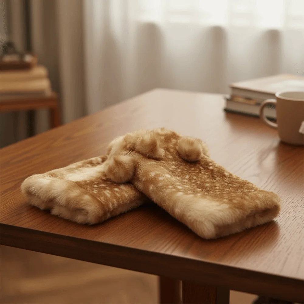 Moda fulvo punto scaldamuscoli invernali palla di pelo copertura del piede coprigambe in peluche Kawaii Lolita JK scaldamuscoli pelosi streetwear