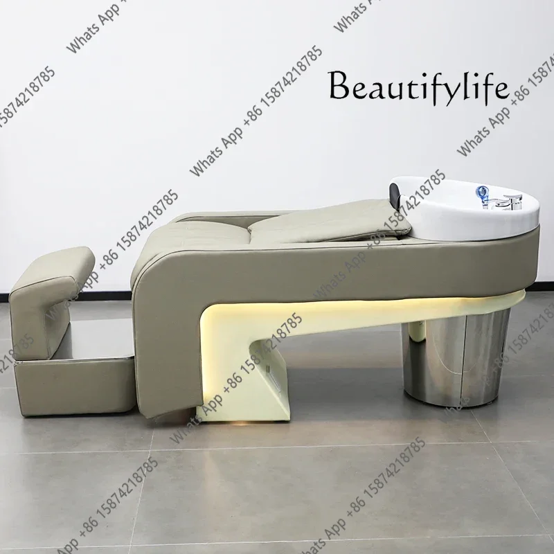 J 0 Ceramic Basin Shampoo Chair Special For Hair Salon Sitting Half Lying Hair Salon Stainless Steel Flushing Bed