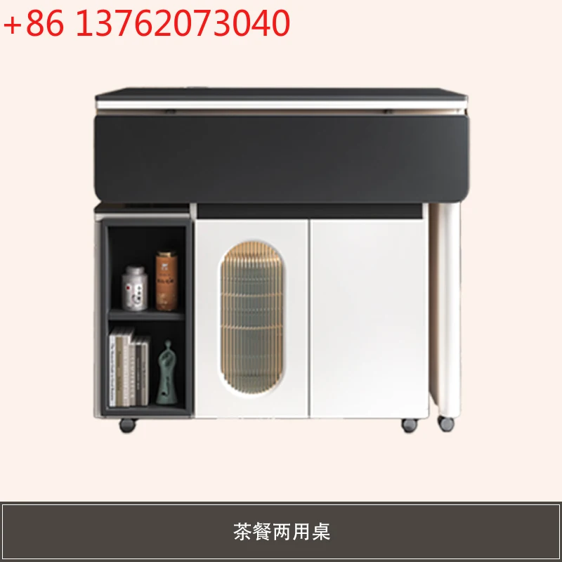 

Movable retractable folding dining tea table dual-purpose dining table light luxury rock plate dining table and chair