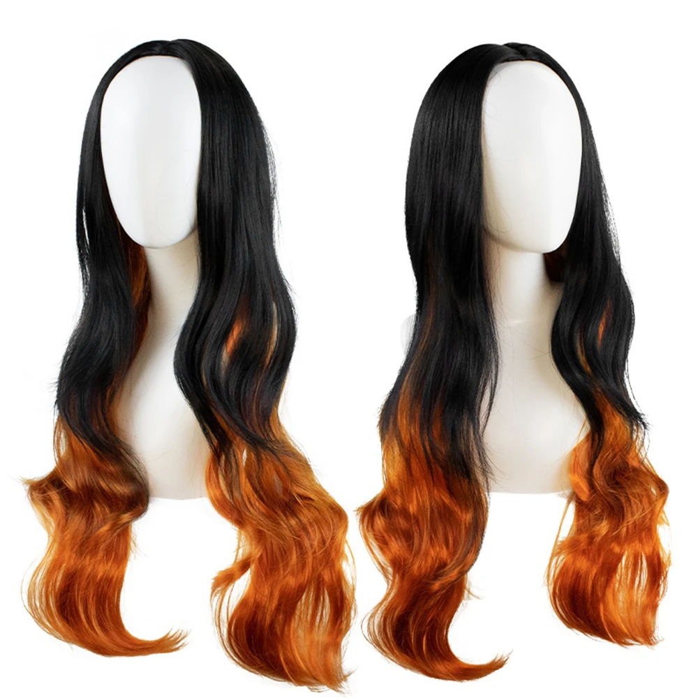 Anime Demon Slayer Kimetsu no Yaiba Kamado Nezuko Cosplay KOSTIUM Dorosły Unisex Peruki Syntetyczne Długie Proste Peruki Rekwizyty na Halloween