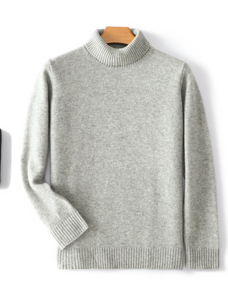 

Классический мужской базовый пуловер с воротником, свитер из 100% мериносовой шерсти, осень-зима, однотонный трикотаж, элегантная повседневная одежда, топ