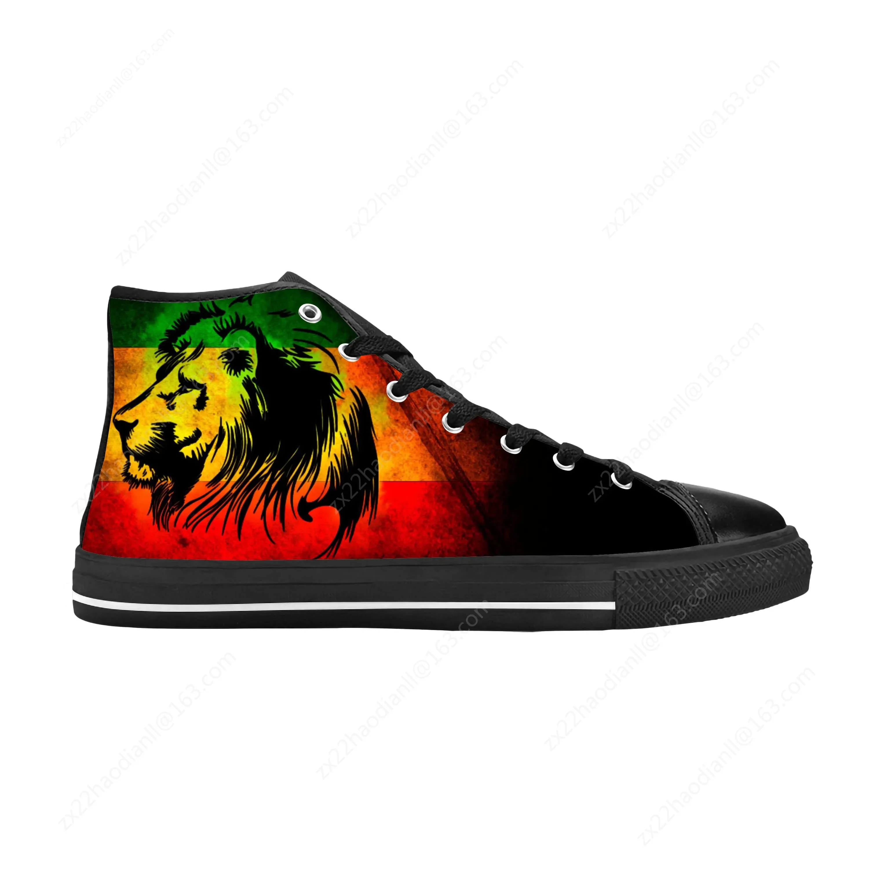 Reggae Rasta Rastafari Lion Of Judah Music Rock Casual Cloth Shoes High Top Comfortable Breathable 3D Print Men Women Sneakers