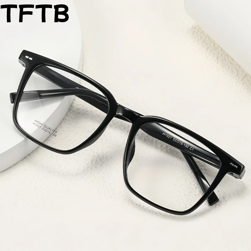 

TFTB Retro Square Men's and Women's Glasses High Quality Flexible TR90 Big Size Optical Prescription Eyeglasses Frames H1021B