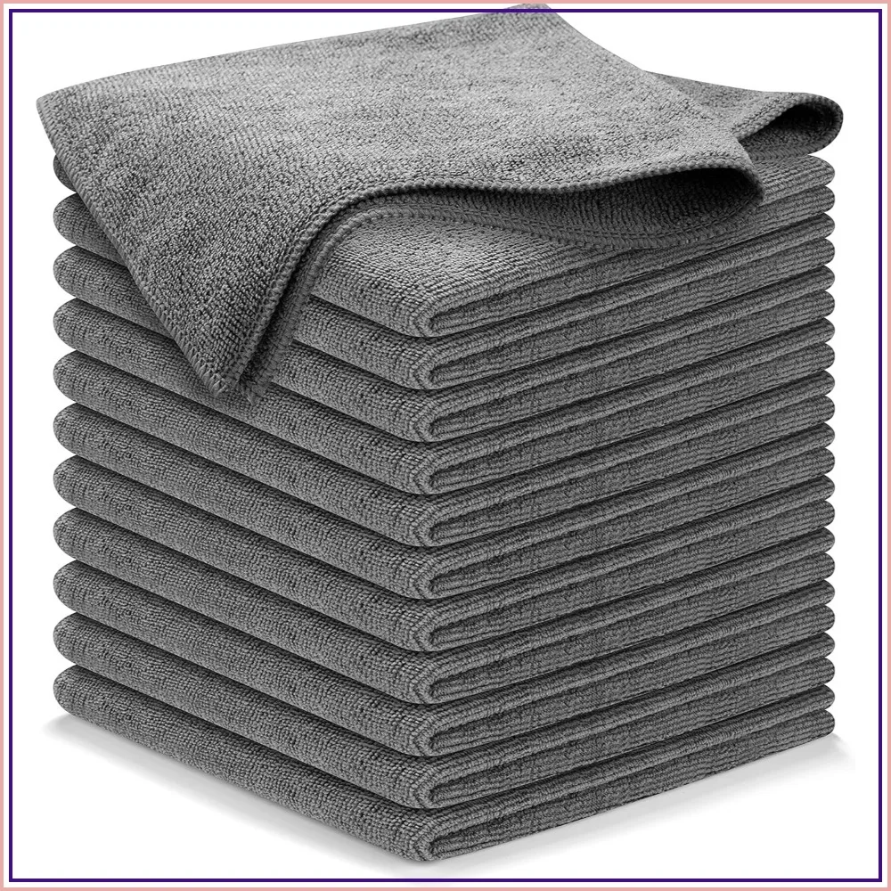 

12-Pack Microfiber Cleaning Cloths, 12.5"x12.5", Ultra Absorbent, Streak-Free, 1200 Washes, Car Washing Towel