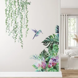 1/2/6Pcs Green Plant Wall Stickers Tropical Palm Leaves Wall Decals Living Room Kids Bedroom Backdrop Home Decoration Wallpaper