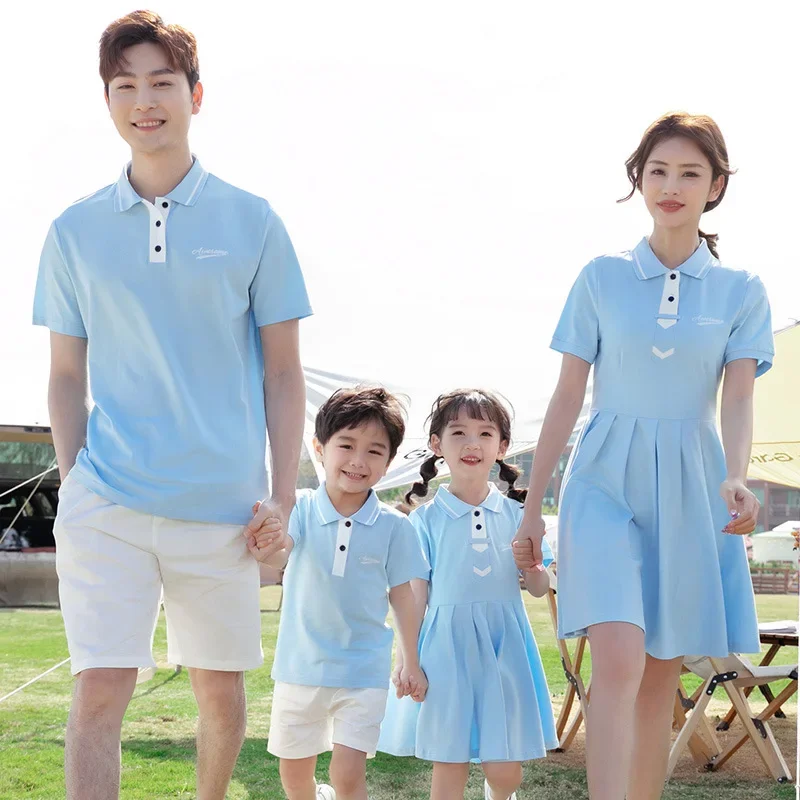 Madre hija padre hijo ropa para toda la familia Look 2025 moda de verano papá bebé trajes a juego mamá bebé niñas vestido