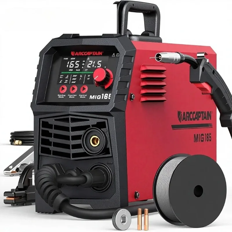 ARCCAPTAIN 165A 110V/220V MIG/Lift TIG/Stick Welder With Large LED Display Gasless/Gas Option IGBT Inverter China 2025 Model