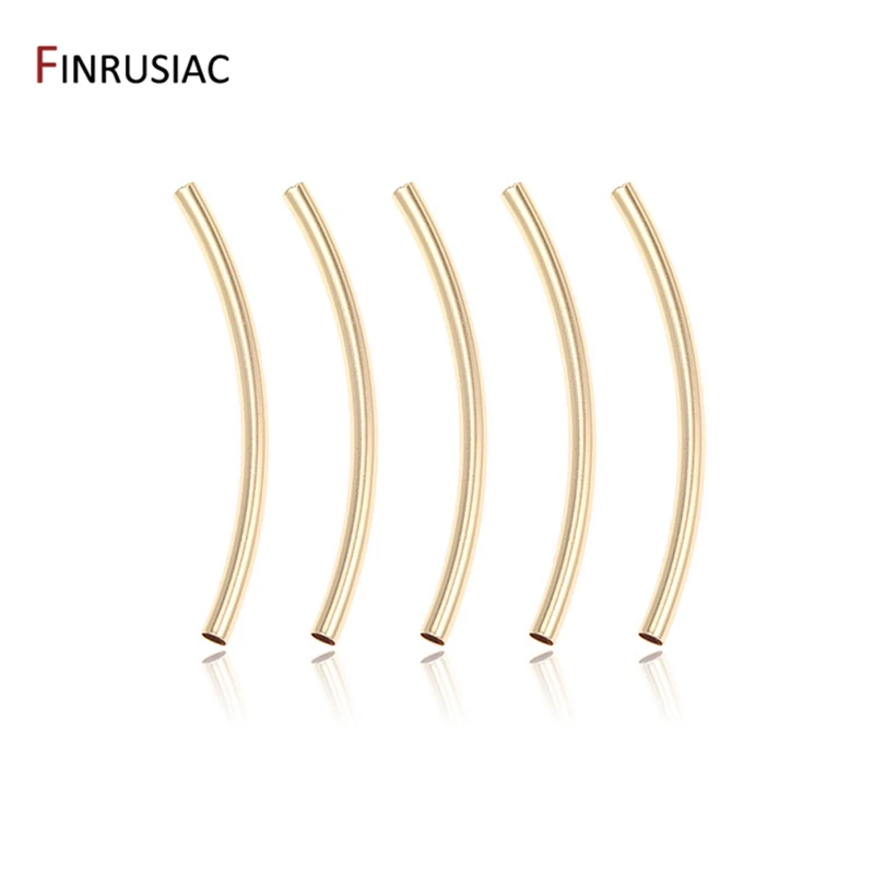 14k Gold Plated Brass 35mm Long Curved Tube Beads Accessories For Jewelry Making Accessories Supplies Findings Wholesale