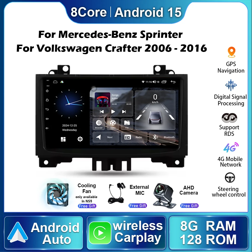 Car Radio For Mercedes Benz Sprinter For Volkswagen Crafter 2006 - 2016 Autoradio Carplay Navigation GPS Multimedia Video Player