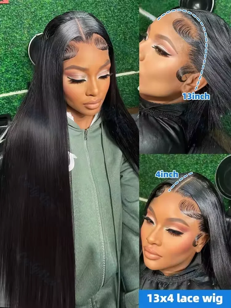 250Density Bone Straight Human Hair Wigs 13x6 HD Lace Front Wigs 30 40Inch Bone Straight 100% Real Human Hair For Black Women image 2