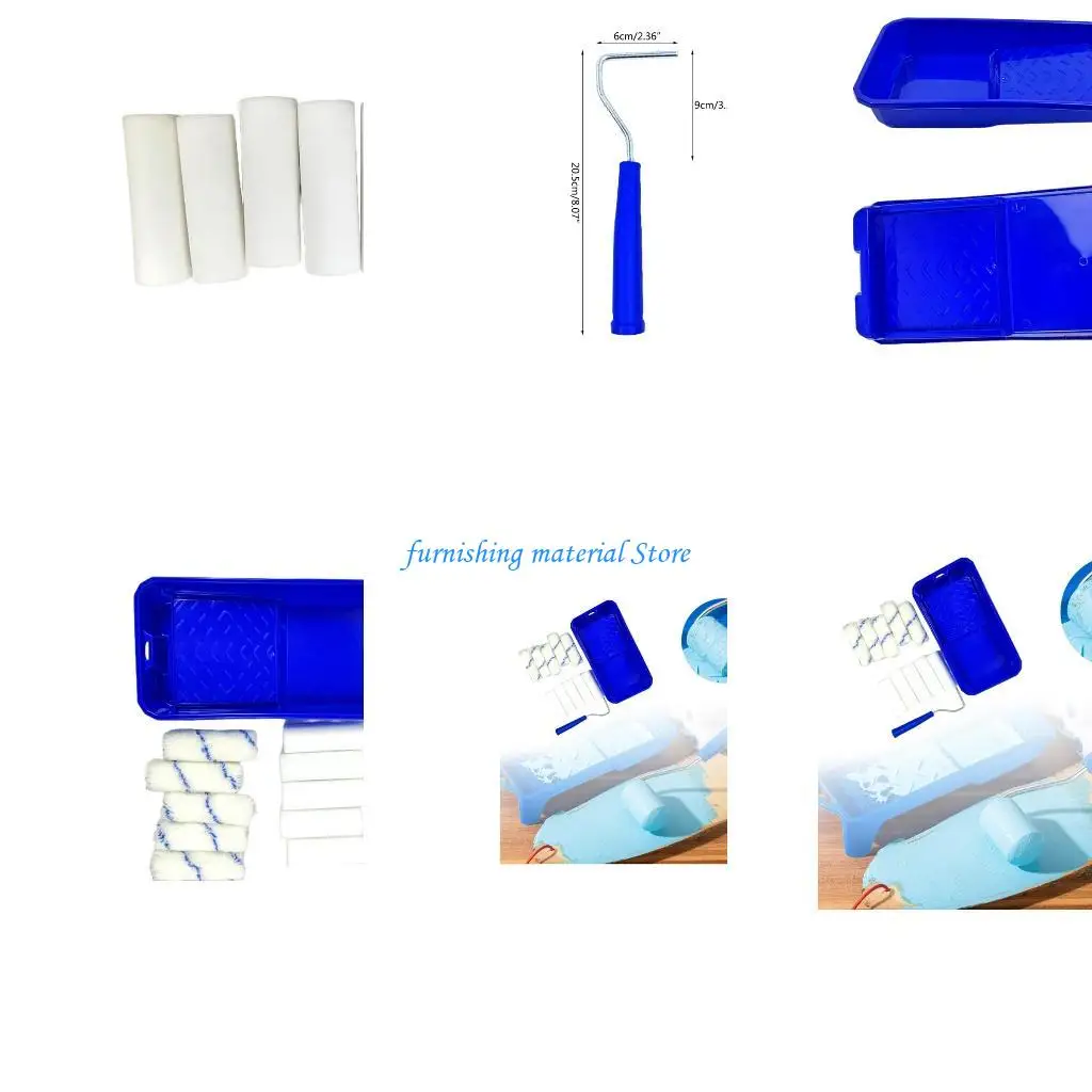 

Y5GD Reusable Polyester Mini Paint Roller with Thickened Tray Painting Decorating Mini Paint Roller and Tray for Wall Paint