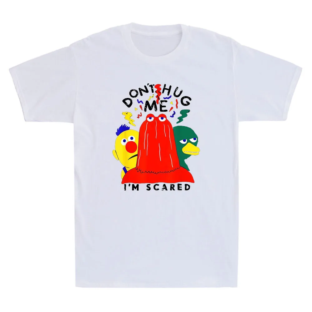 

Don't Hug Me I'm Scared, хлопковая рубашка унисекс, топы с забавным мультяшным шоу, мем, шутка, подарки, винтажная летняя модная повседневная мужская футболка