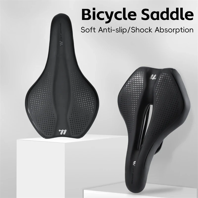 

WEST BIKING удобное велосипедное седло из матовой кожи, полое дышащее велосипедное сиденье, нескользящая мягкая подушка, детали для шоссейного велосипеда MTB
