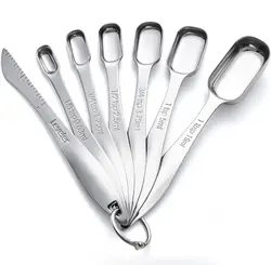 Heavy Duty Measuring Spoons Set Stainless Steel, Metal Measuring Cups and Spoons Set for Dry or Liquid, Fits in Spice Jar