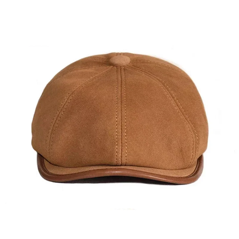 

Retro Man Genuine Suede Leather Duckbill Boina Thin Berets Hats For Men/Women Leisure Black/Brown 55-61cm Fitted Duckbill Bonnet