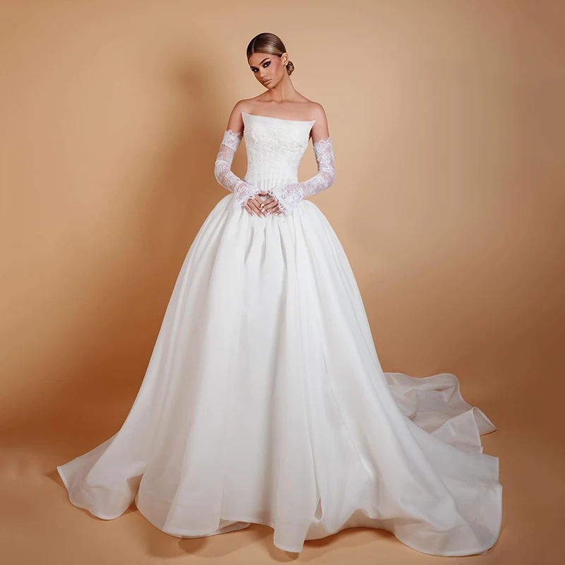 

Eightree 2026 Свадебные платья принцессы в стиле бохо без бретелек Кружевное вечернее платье трапециевидной формы Белые свадебные бальные платья для выпускного вечера по индивидуальному заказу