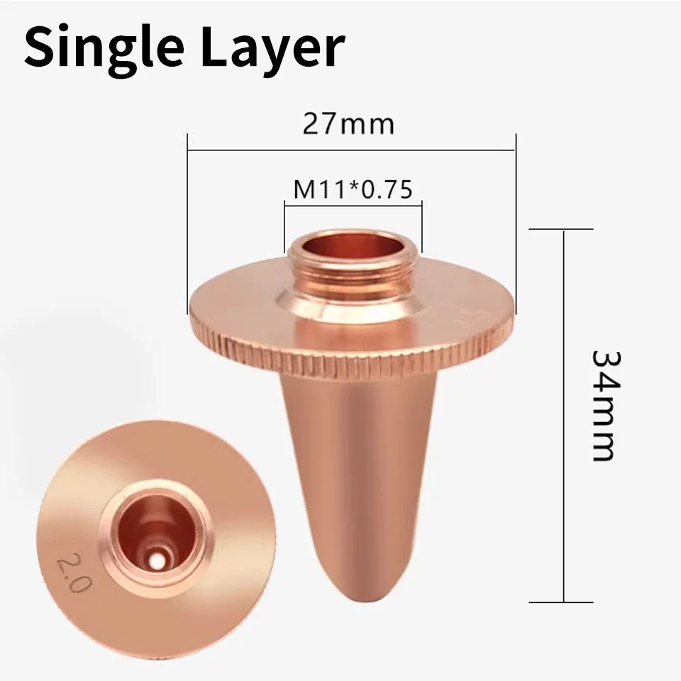 BOCI Fiber Laser Cutting Nozzle D27 H34 M11 Caliber Options 1.01.4 1.8 2.0mm Single Double Layer for Precision Cutting Head