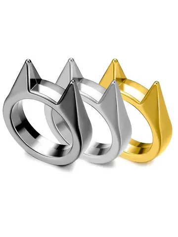 Self-defense cat ear ring window breaker women's anti-wolf men's single finger buckle carry defense spikes finger tiger .