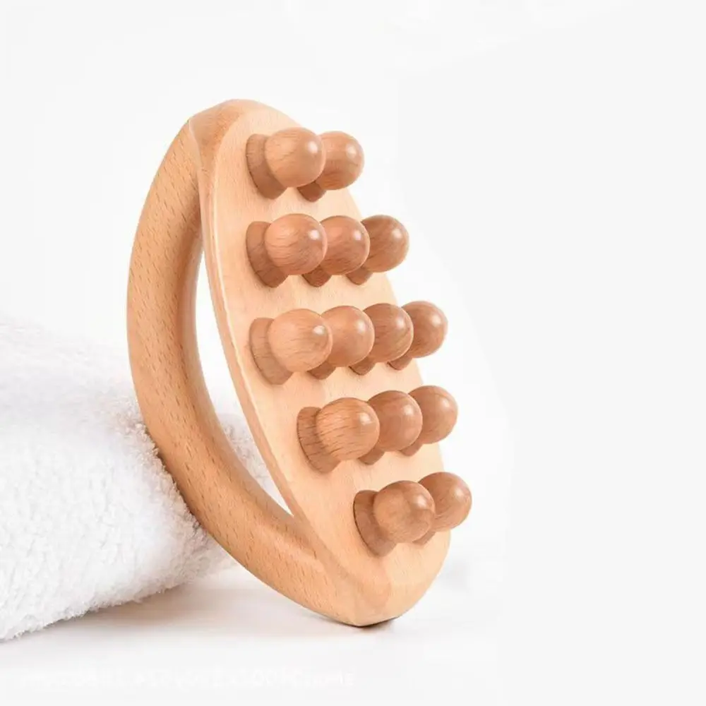 

14 Beads Gua Sha Massage Brush Relaxation Tool Eliminate Local Fat Wooden Mushroom Massager Burrfree Anti Cellulite