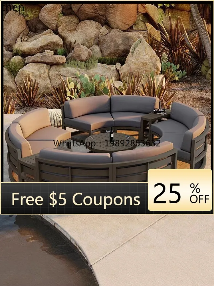 

Outdoor Sofa Patio Terrace Aluminum Alloy Sofa Waterproof Sunscreen Garden Leisure Combination