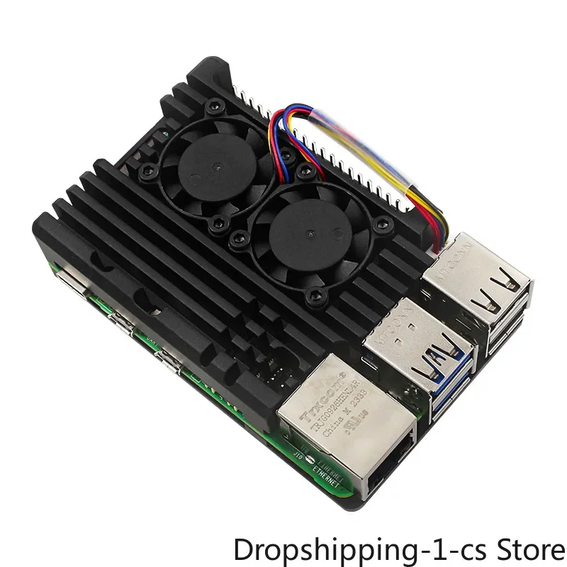 5B Dual Fan Aluminum Alloy Shell Raspberry pi 5 Passive Cooling Box Metal Shell