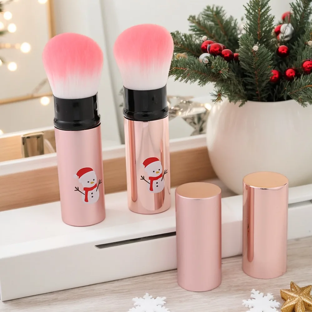 فرشاة تلسكوبية لعيد الميلاد، فرشاة مكياج محمولة واحدة، هدية، فرشاة أحمر الخدود ذات شعيرات ناعمة، تصميم قابل للسحب، أداة تجميل للفتيات
