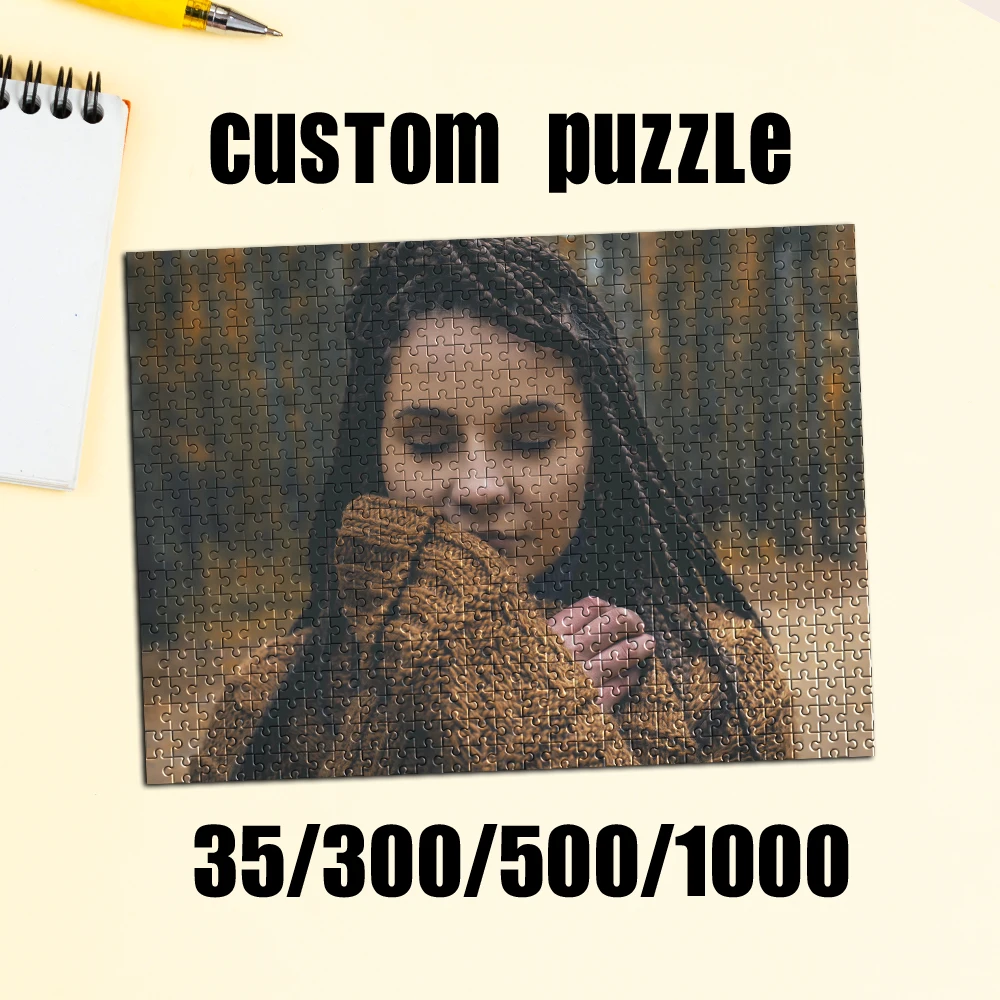 35/300/500pcs  Cool girl Customized Photo Jigsaw puzzle Mosaic Personalized Poster For Baby Toy Children Gift