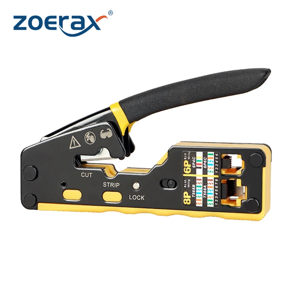 Herramienta de engarzado ZOERAX RJ45 CAT6 CAT5E, herramienta de engarzado Ethernet para conectores RJ45 RJ12 RJ11 con hoja de repuesto