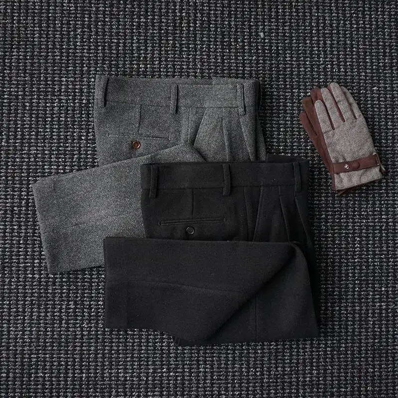 

Мужские классические универсальные брюки из шерсти для осени и зимы, прямого кроя, устойчивые к сминанию, для повседневной носки и делового стиля.