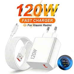 120W EU Turbo Fast Wall Charger For Xiaomi 11 12 13T 14 15 Ultra Redmi Note 11T 12T 13 14 Pro POCO F7 X7 USB Type C Charge Cable