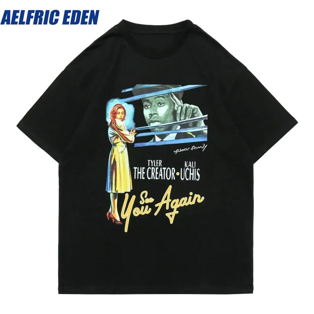 Aelfric Eden Gothic Punk Rock Poster Print Short Sleeve Tees Men Hip Hop Casual Cotton T-Shirts Harajuku Streetwear Tshirts Tops