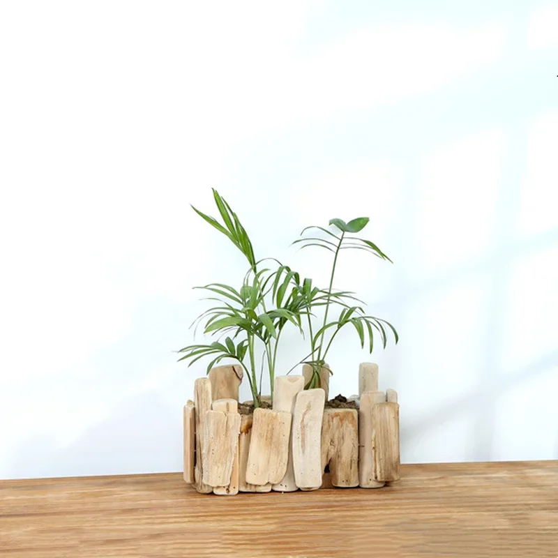 Wooden Flower Pot Gardening Supplies Flower Green Plant Pot Succulent Pots Potted Plants Garden Pots Ornament Crafts Flowerpot