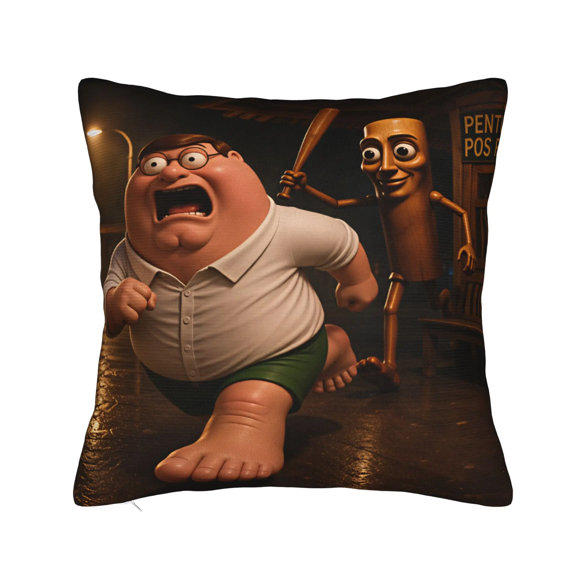 Tung Tung Sahur Baseball Bat Chase Funny Meme Pillow Cover Morden Pillow Case For Chair Sofa Home Decor Design Pillowcases Gift